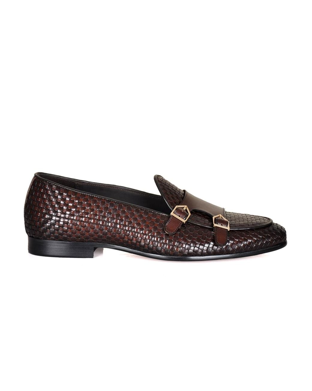 DAVID WEJ Brown Lorenzo Woven Monk Strap Loafers for men