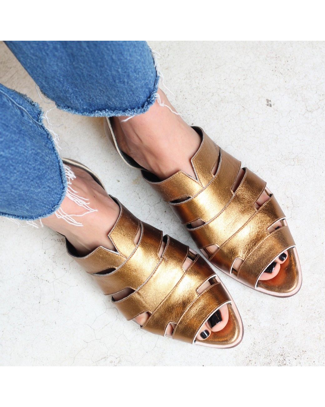 Mafalda Brown Gisele Peep-Toe Sandals
