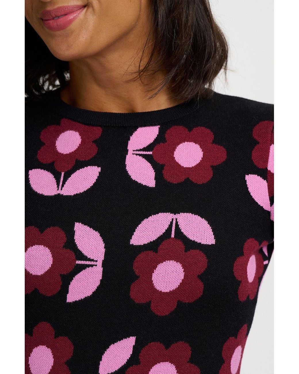 Sugarhill Red Ren Knitted Short Dress Daisy