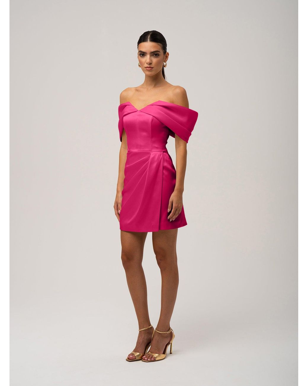 Tia Dorraine Pink Heavenly Kissed Draped Satin Mini Dress