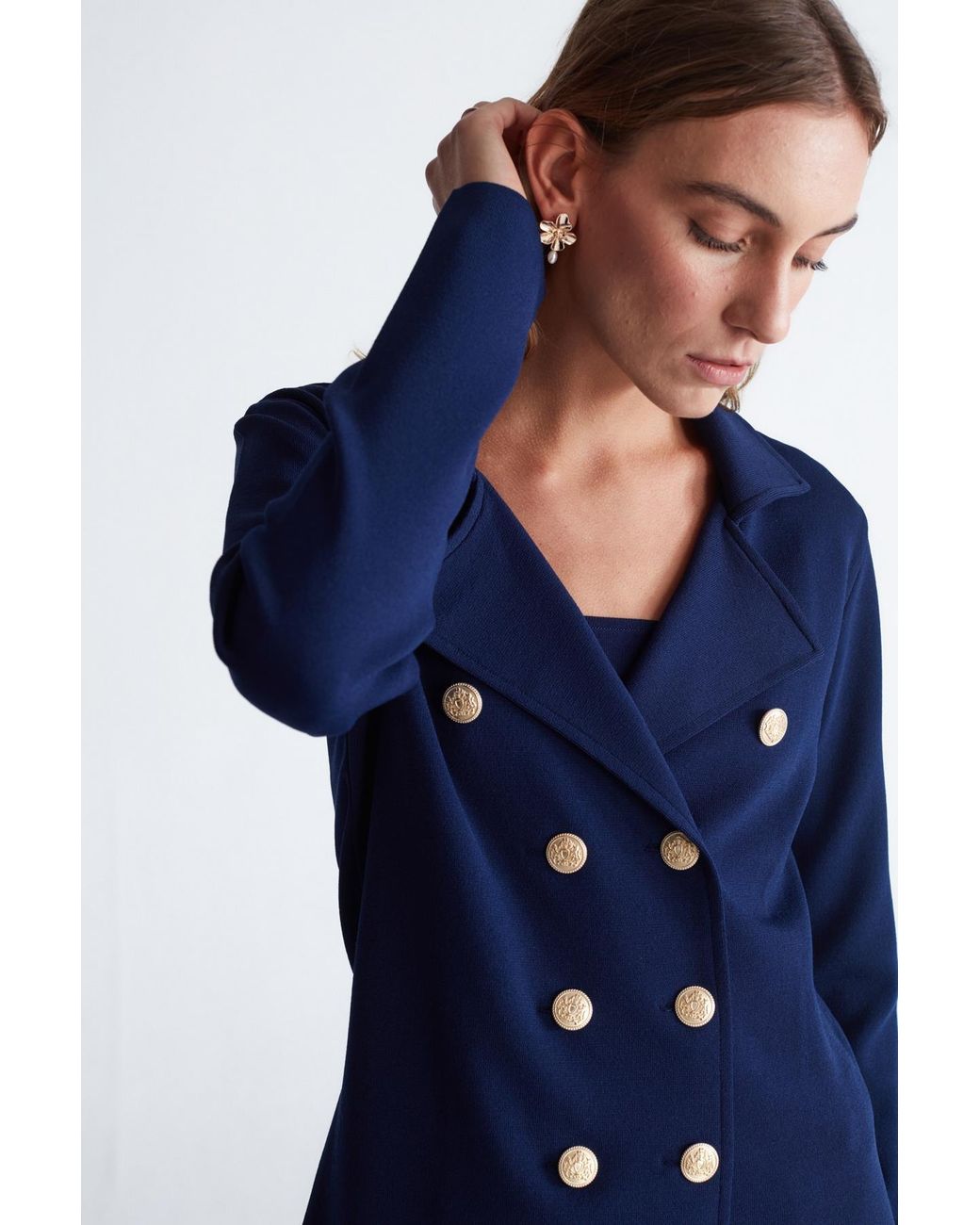 Peraluna Blue Katherine Standard Cut Knit Blazer