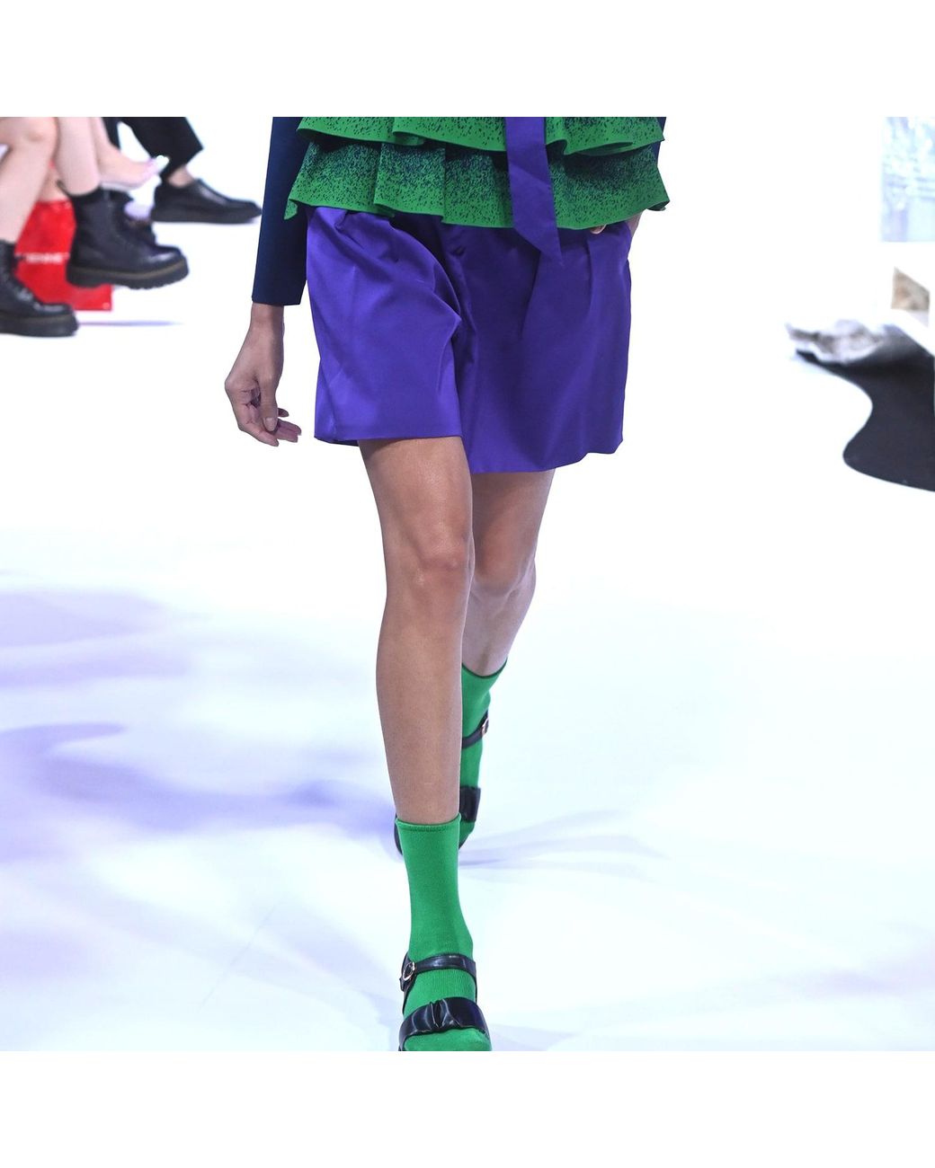 Arto. Purple Be Bright Ruffles Trims Tailored Shorts
