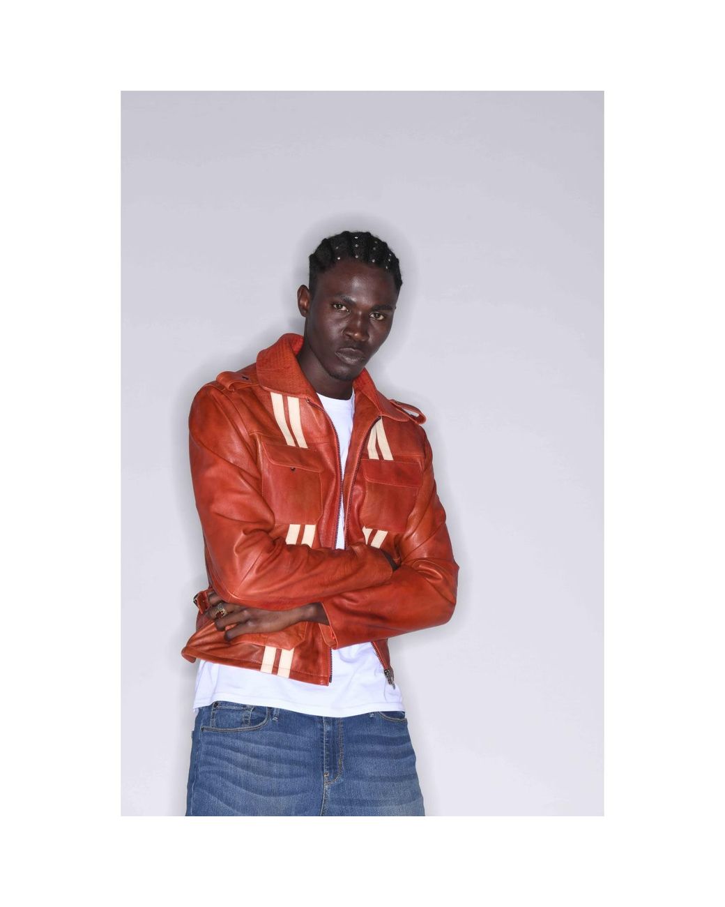Zasta Studio Brown Brick Classic Multipocket Leather Jacket for men