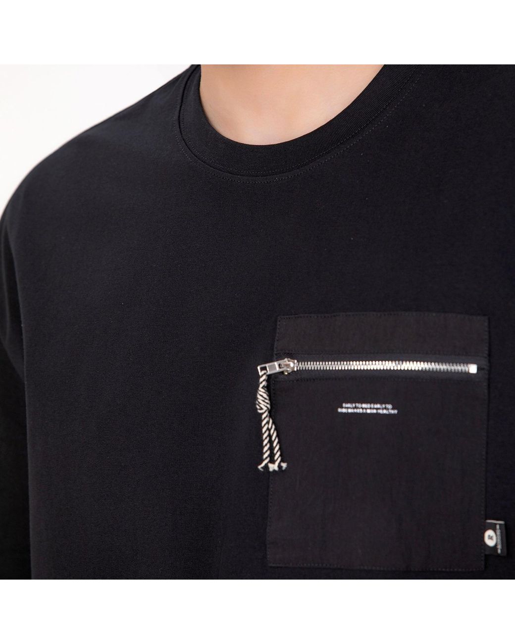 Smart and Joy Black Zipper On Pocket T-Shirt for men