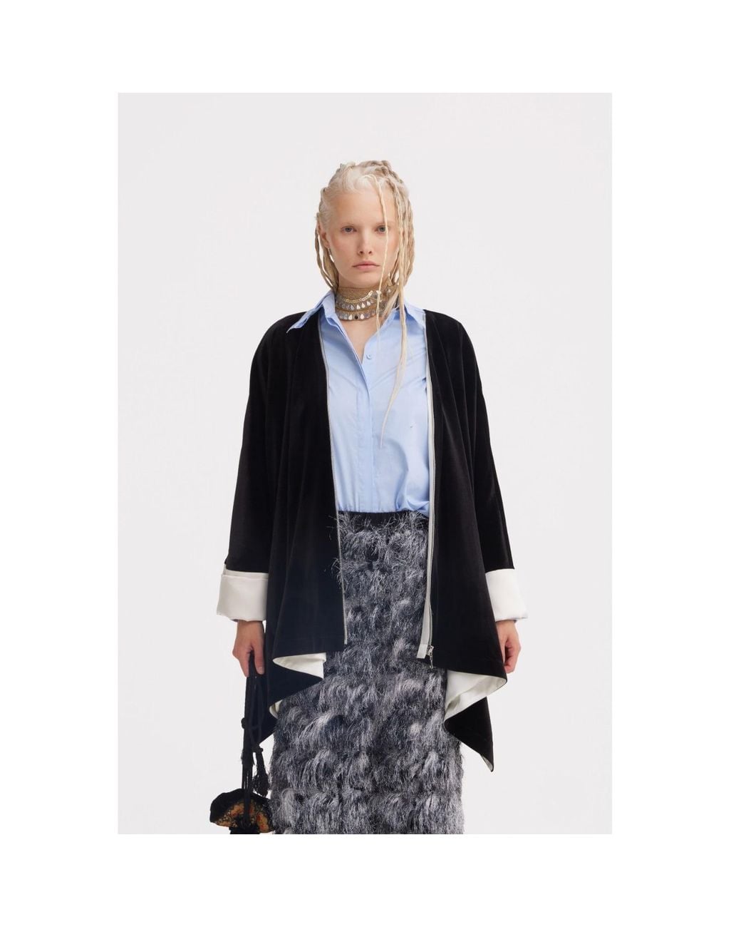 Julia Allert Gray Textured High-Waist Pants – Charcoal