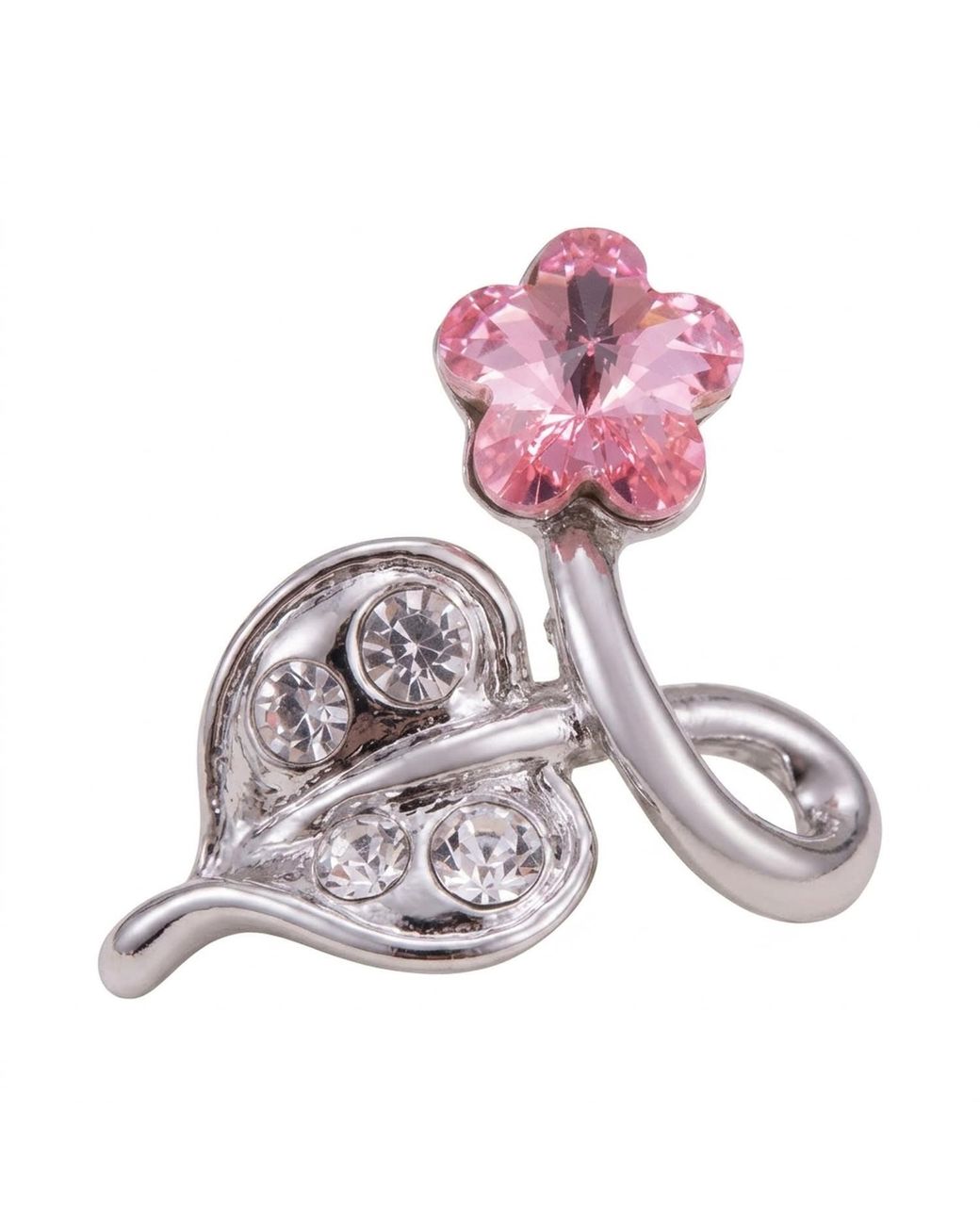 Modenaire Pink Flower Crystal Drop Earrings For