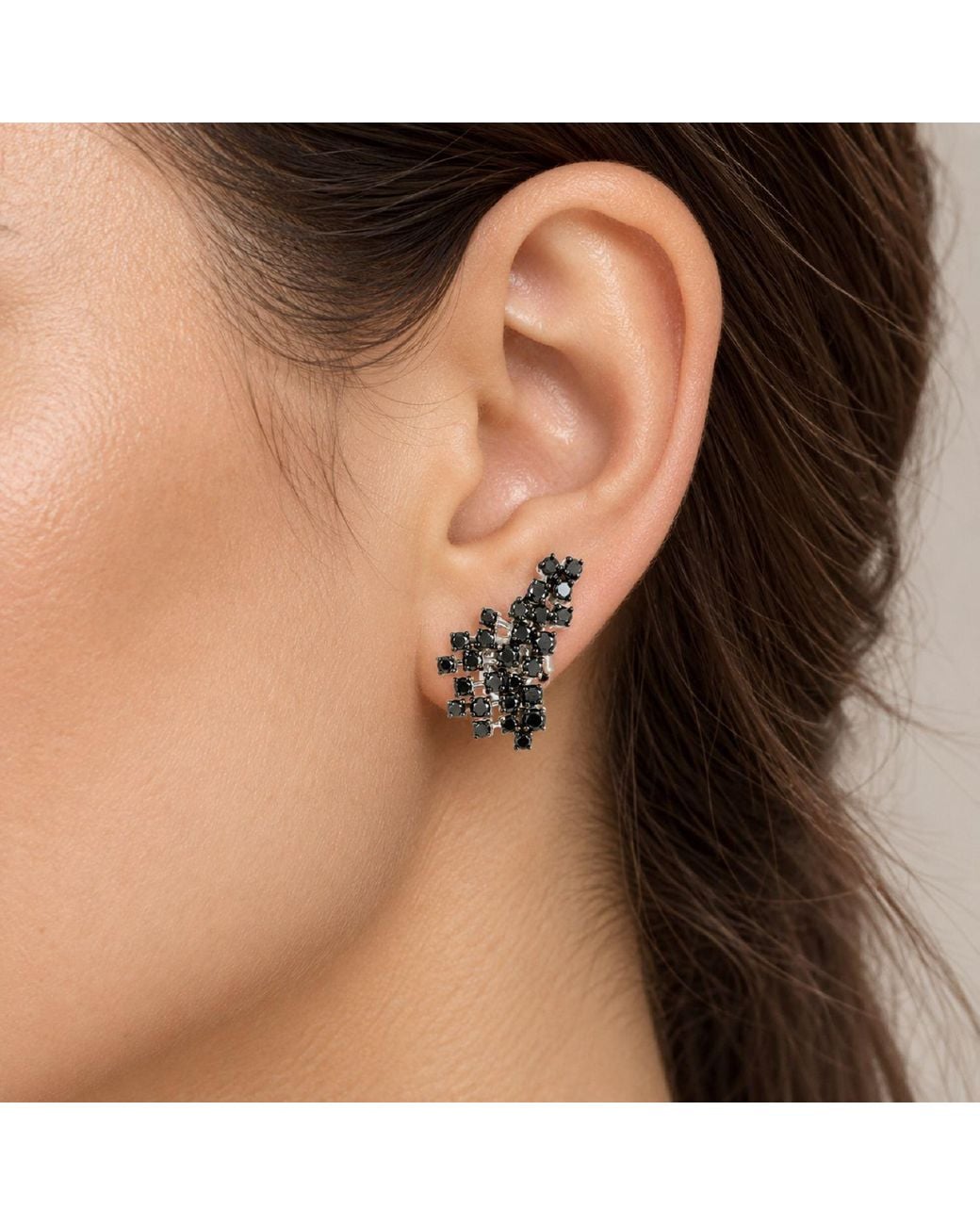 Artisan Black 14K Diamond Cluster Statement Stud Earrings