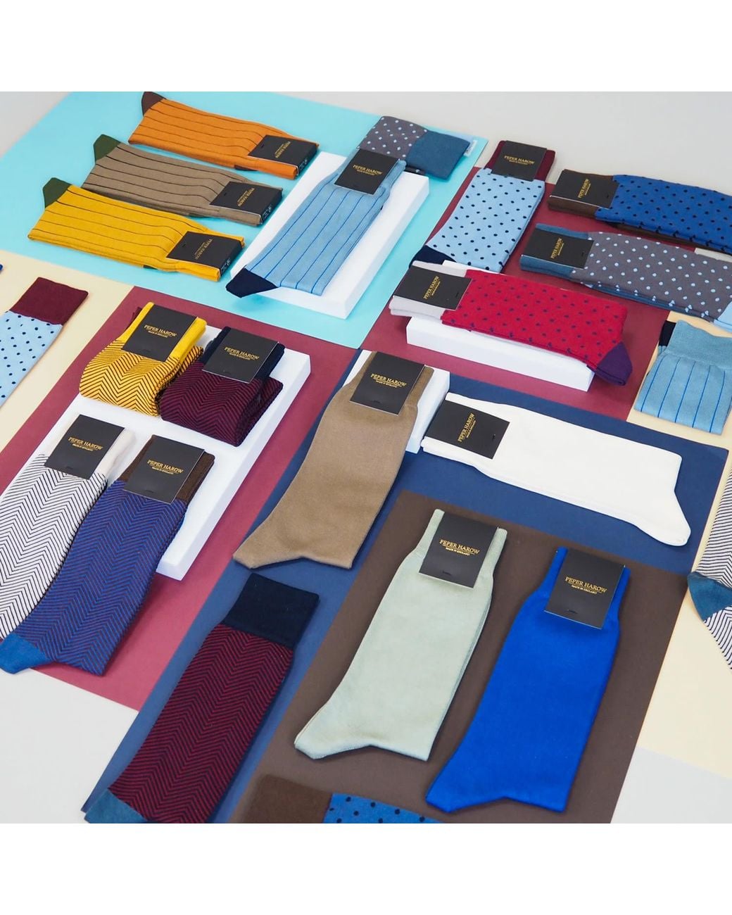 Peper Harow - Made in England Blue Pin Polka Socks Bundle – Autumn for men