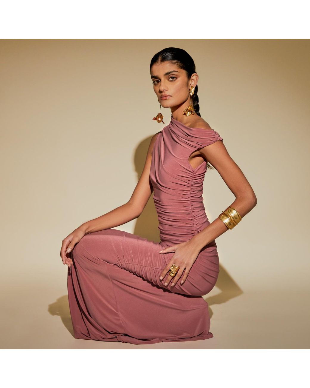 Celestine & Mae Red Dahlia Maxi Dress