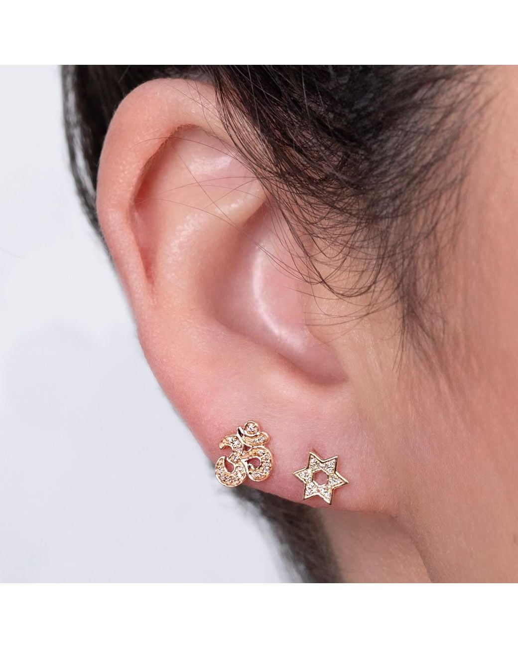 Maya Brenner Metallic Pavé Charm Stud