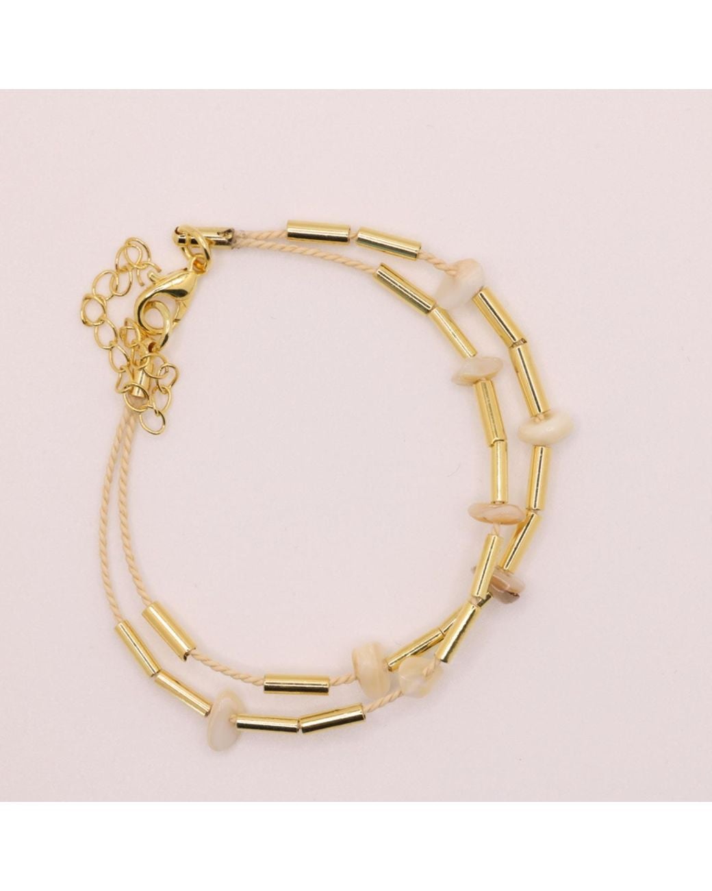 Nart Nature Making Art Metallic The Beads Layers Buriti Natural Fiber And Mother Of Pearl Bracelet