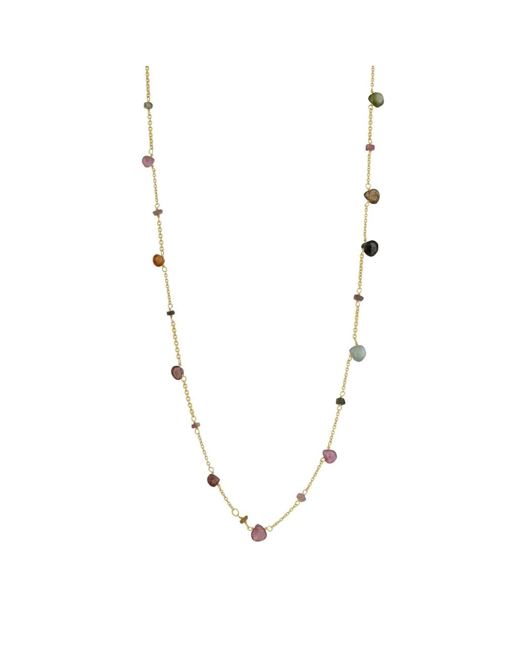 Spero London Metallic Sterling Fine Tourmaline Long Necklace