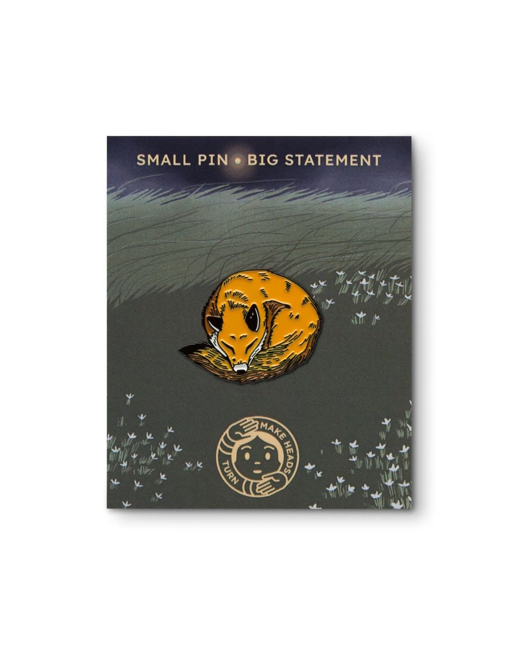 Make Heads Turn Yellow Enamel Pin Fox