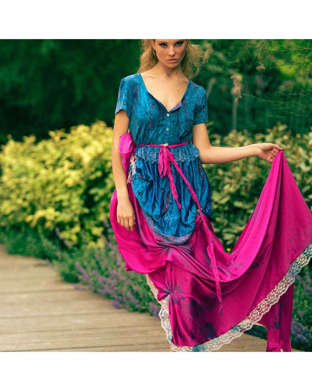 Miro Misljen Purple Draped Maxi Dress