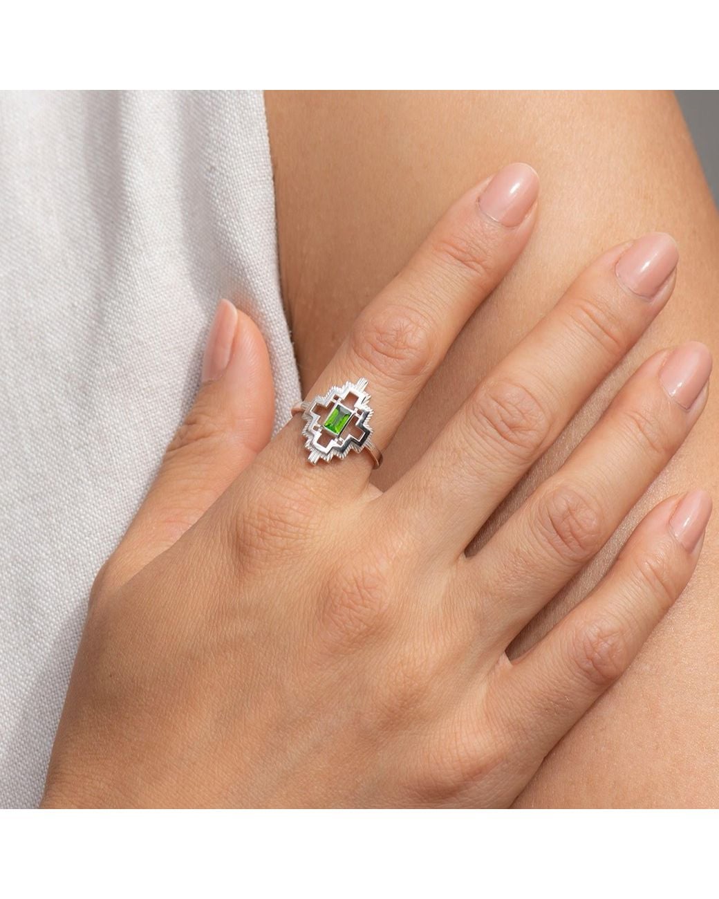 Zoe & Morgan Metallic Munay Ring Chrome Diopside
