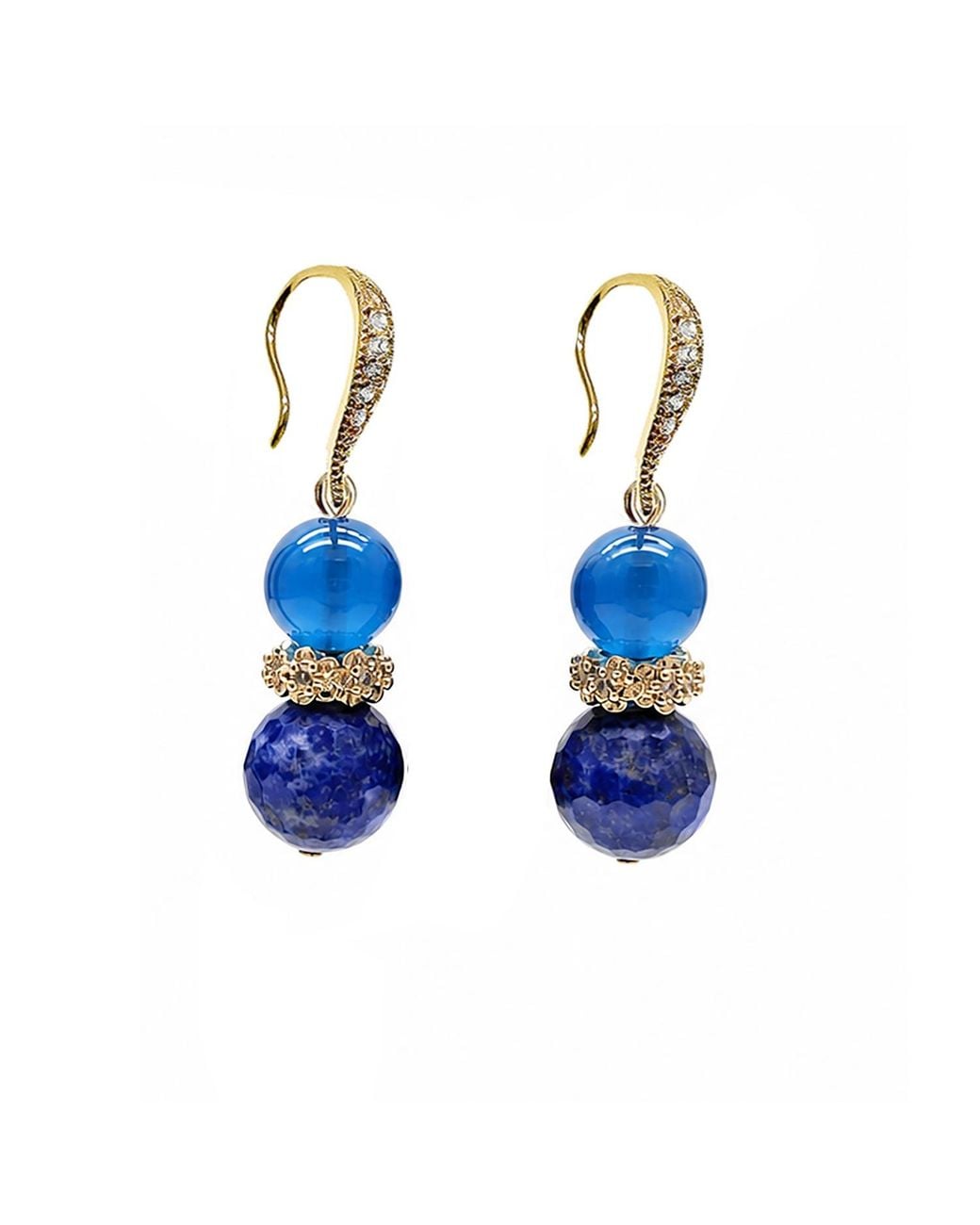 Farra Blue Lapis And Agate Earrings