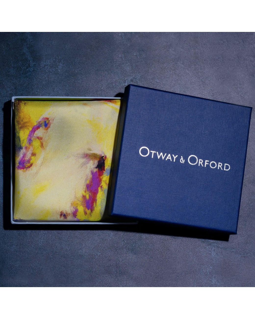 Otway & Orford Yellow 'The Closer' Baseball Silk Pocket Square for men