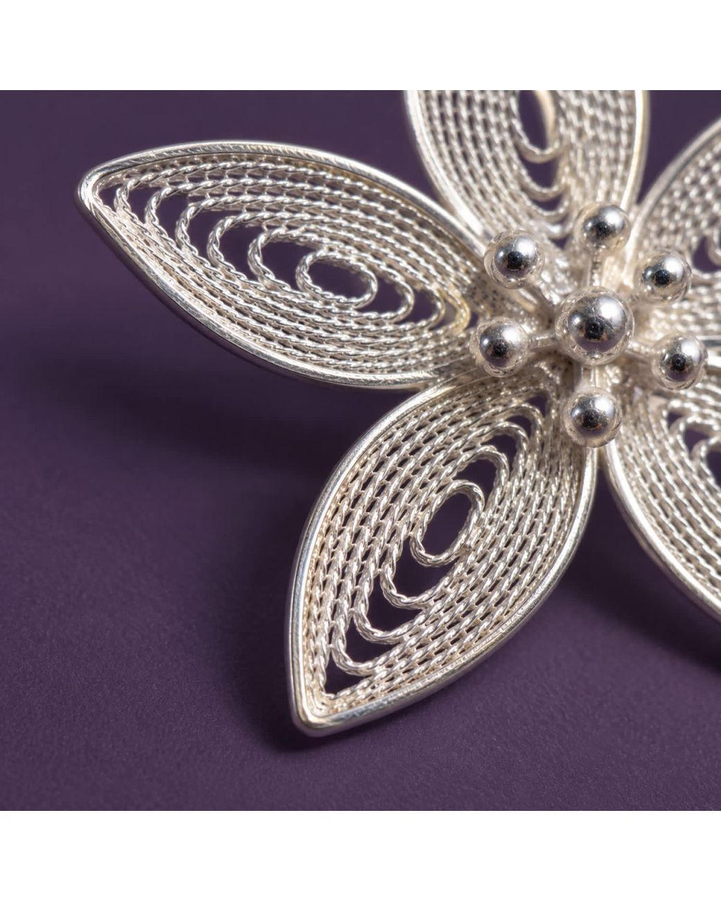 Yieon Metallic Lilac Fine Filigree Drop Earrings