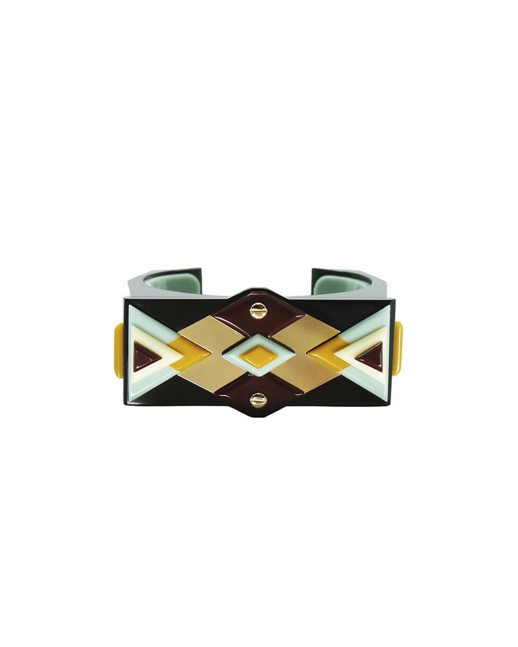 Gissa Bicalho Black Handmade Acrylic Bracelet Kuntur/ Mustard