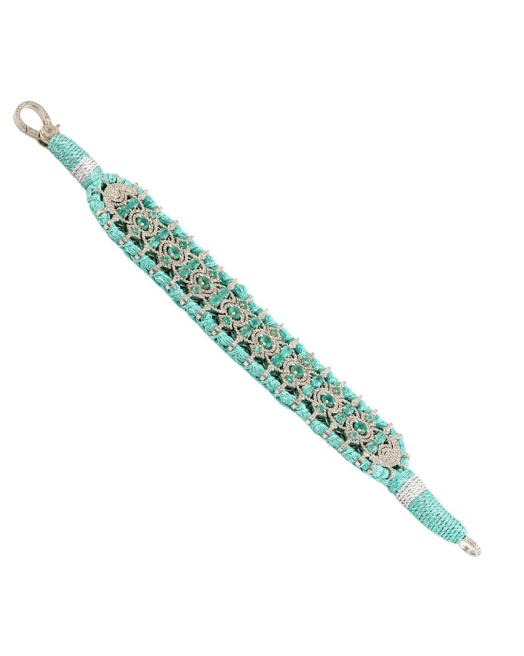 Artisan Green Emerald & Diamond Silk Bracelet