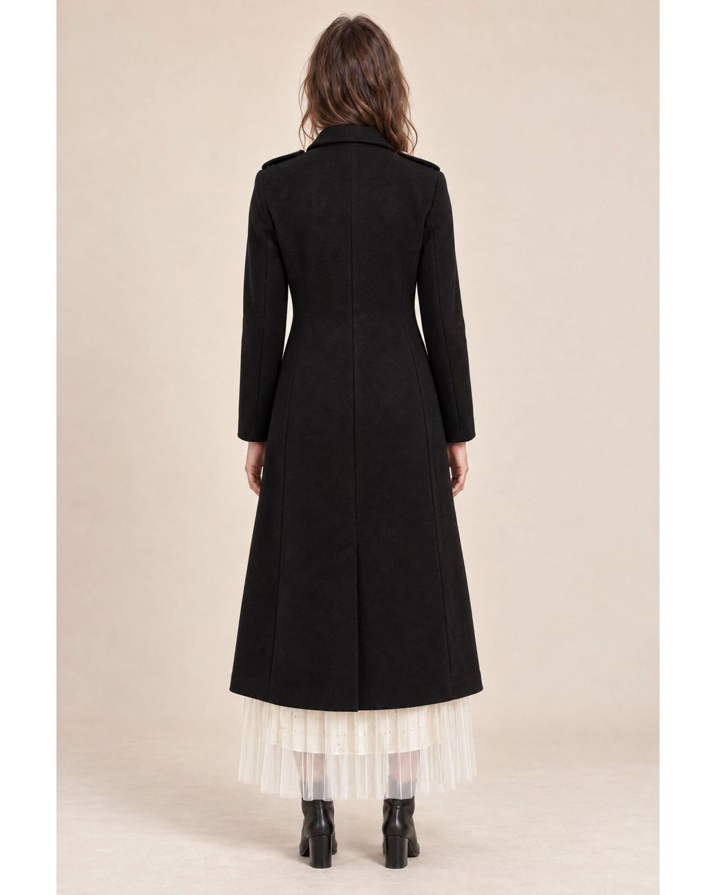 James Lakeland Black Military Long Coat