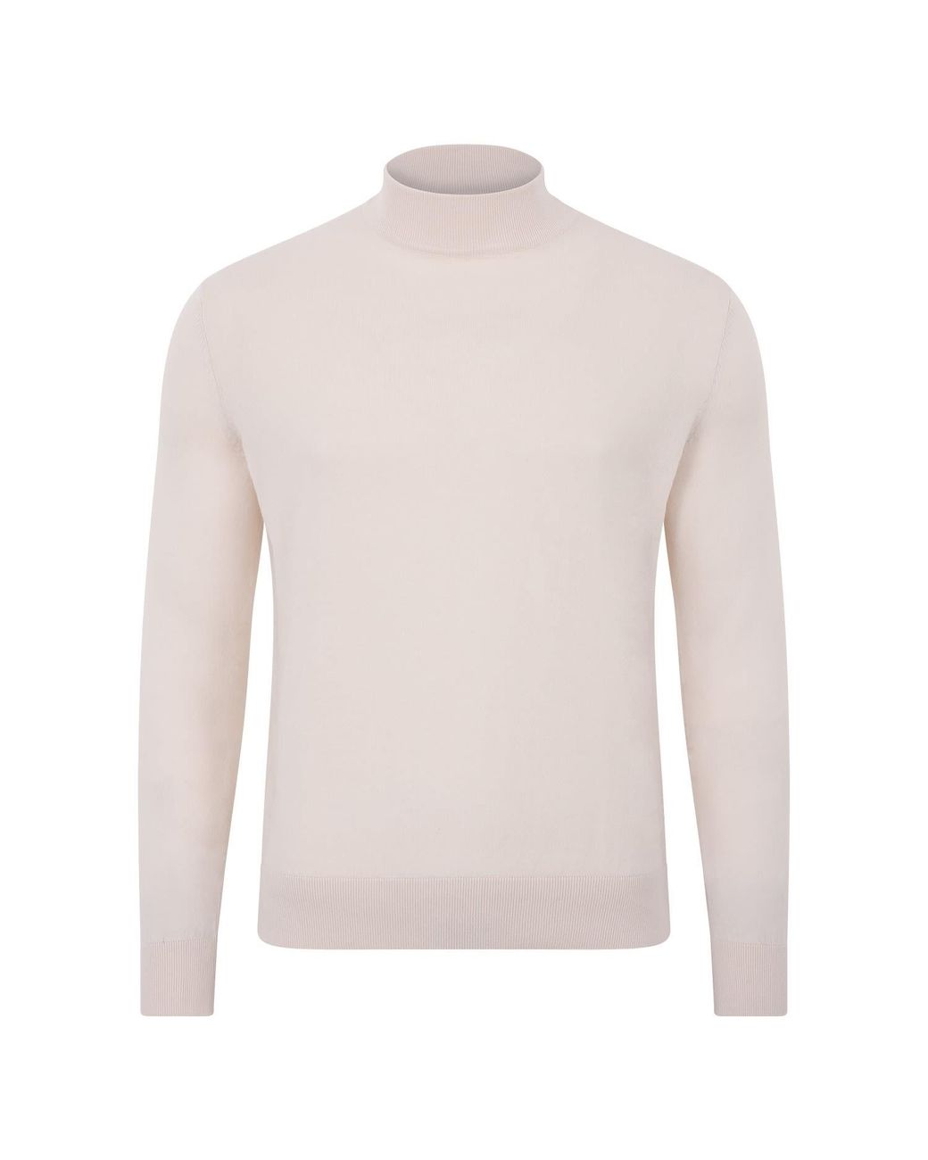 Paul James Knitwear White Neutrals Ultra Fine Cotton Mock Turtle Neck Spencer Jumper for men