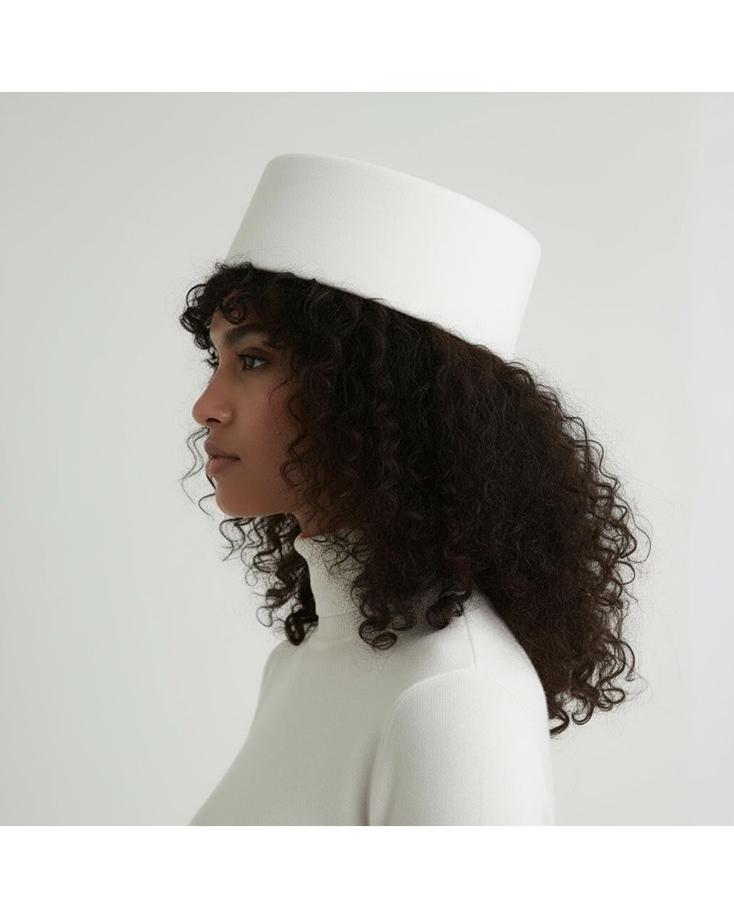 London Atelier Byproduct White Wool Pillbox Hat