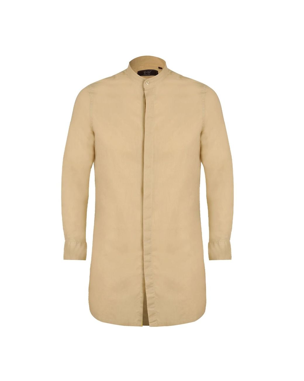 DAVID WEJ Natural Neutrals Hugo Linen Mandarin Collar Tunic Shirt for men