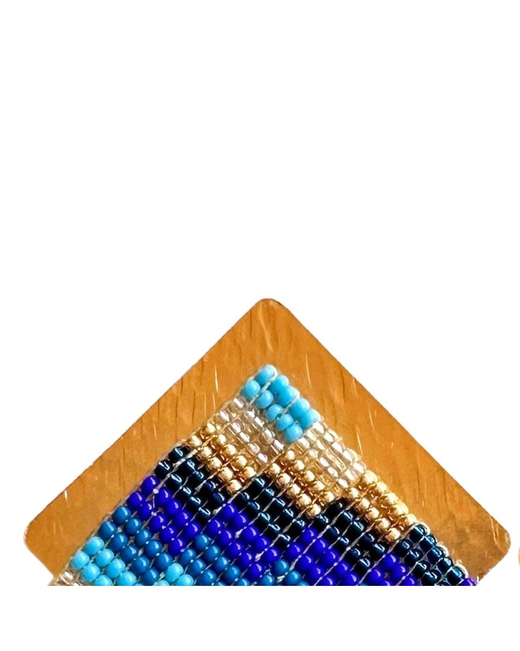 Iliana Arrazola Blue Minimalist Deconstructed Knot, Stud Earrings, Glass Beads, Beaded Jewelry
