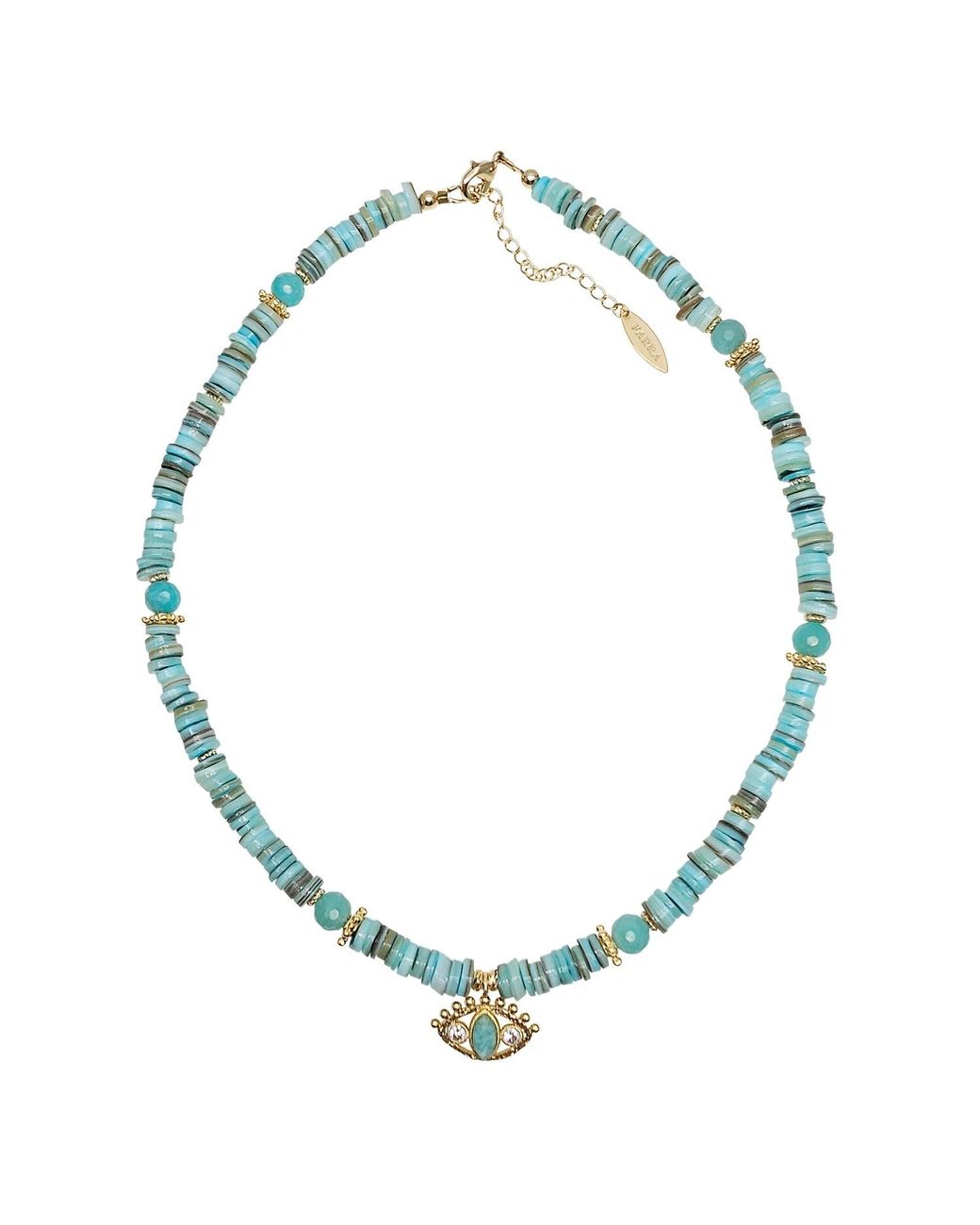 Farra Blue Shell With Turkish Evil Eye Pendant Necklace