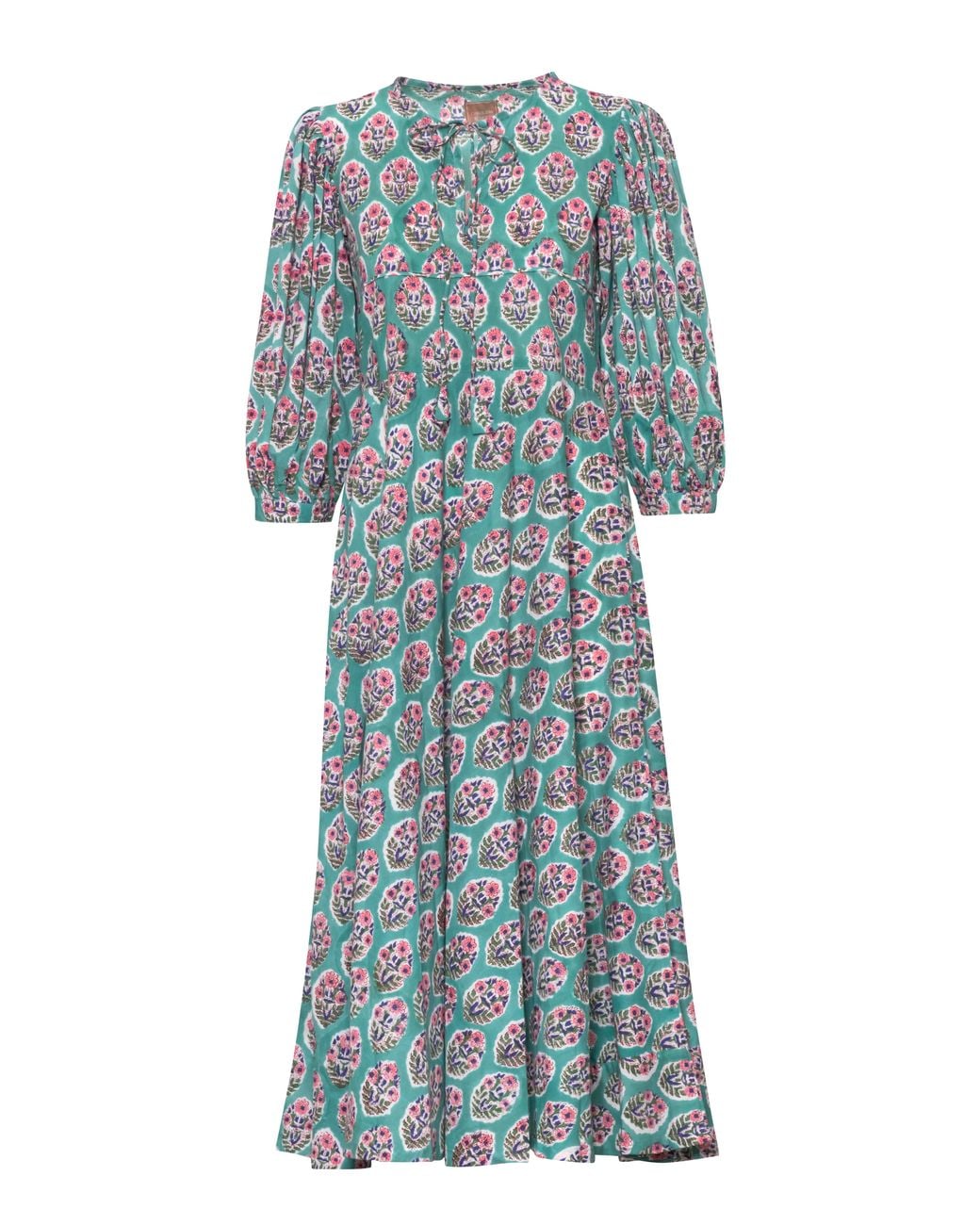 Carolina Benoit Blue Palm Springs Print Kaftan Bouquet