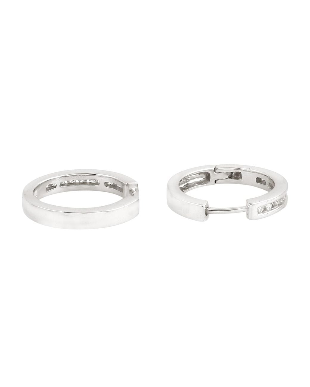 Artisan Metallic Channel Set Diamond Huggies Earrings