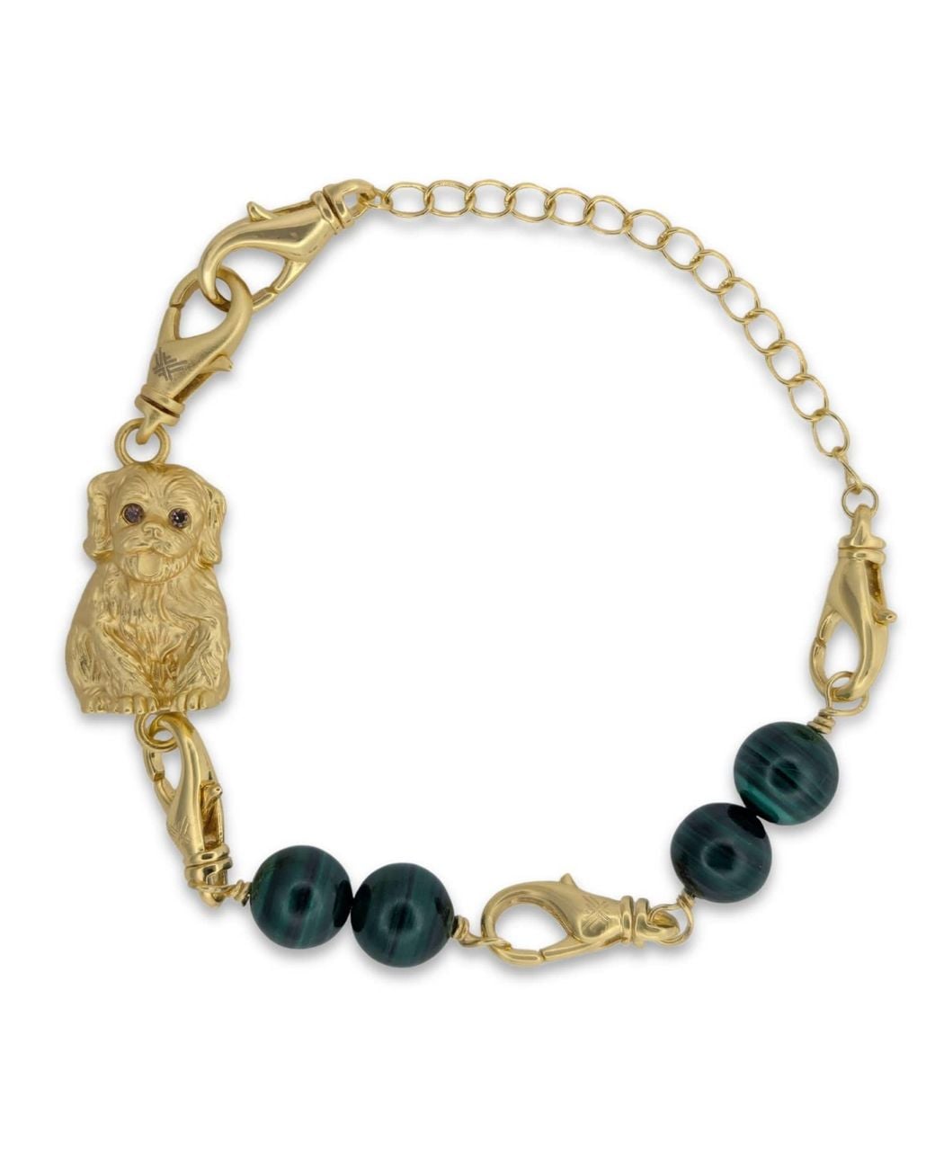 Frenvyrn Green Puppy Convertible Malachite Bracelet Bag Charm Small for men