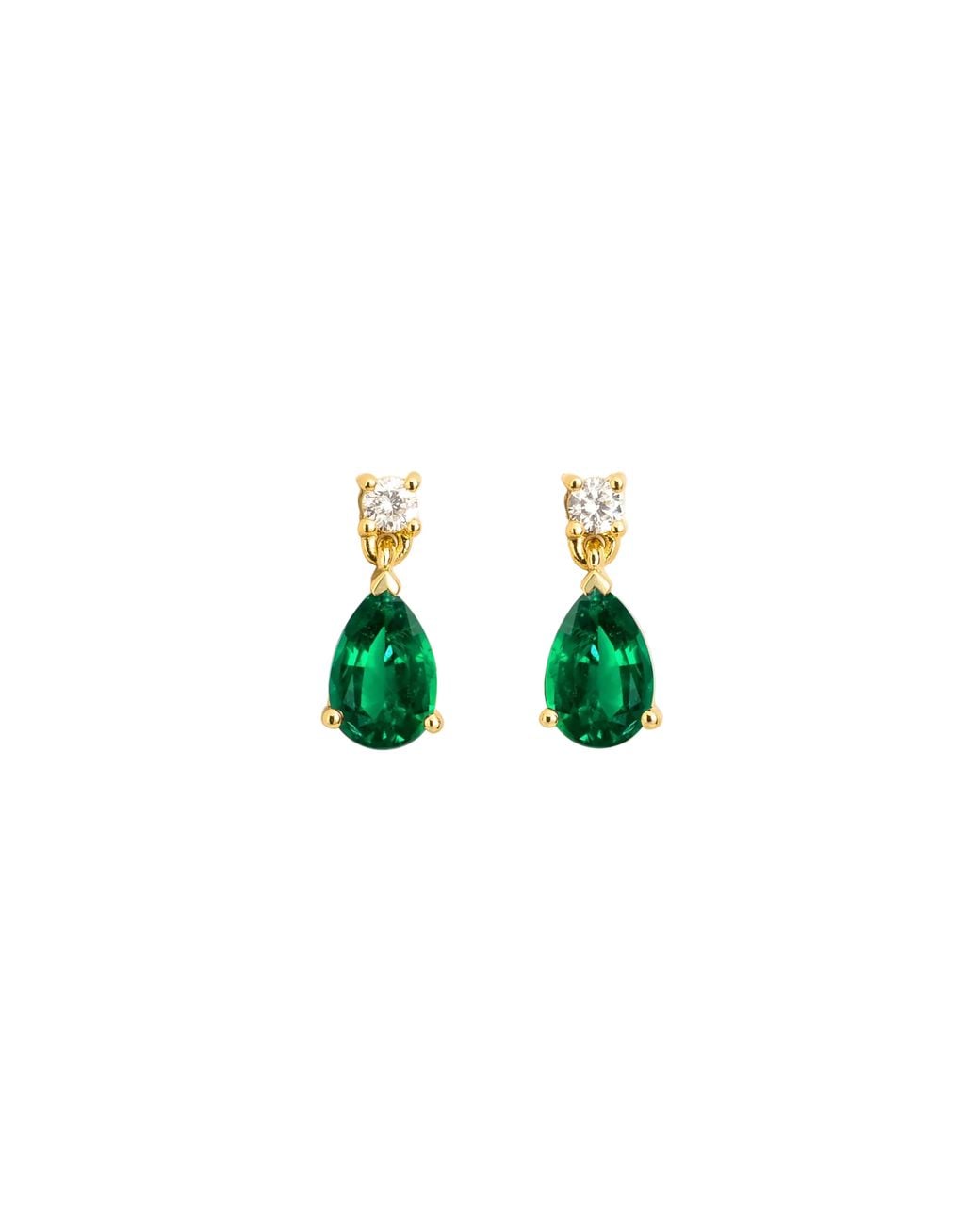 Juvetti Green Pisa Emerald & Diamond Pear Drop Earrings
