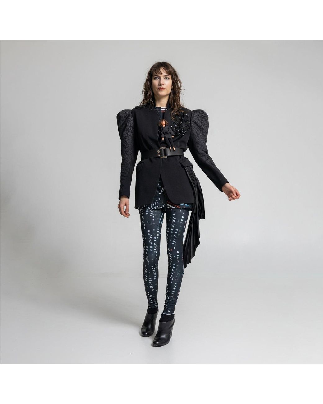 ARTISTA Gray Bright Printed Elastic Leggings