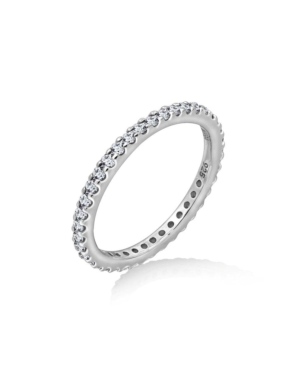 Diamonbliss White Round Cut 1.5Mm Prong Set Eternity Thin Band Ring