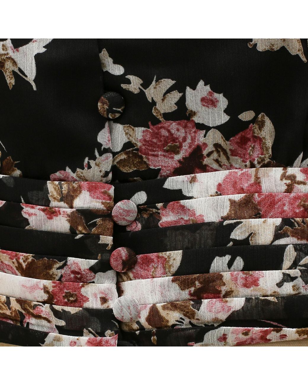 Smart and Joy Black Short Blouse With Flower Print