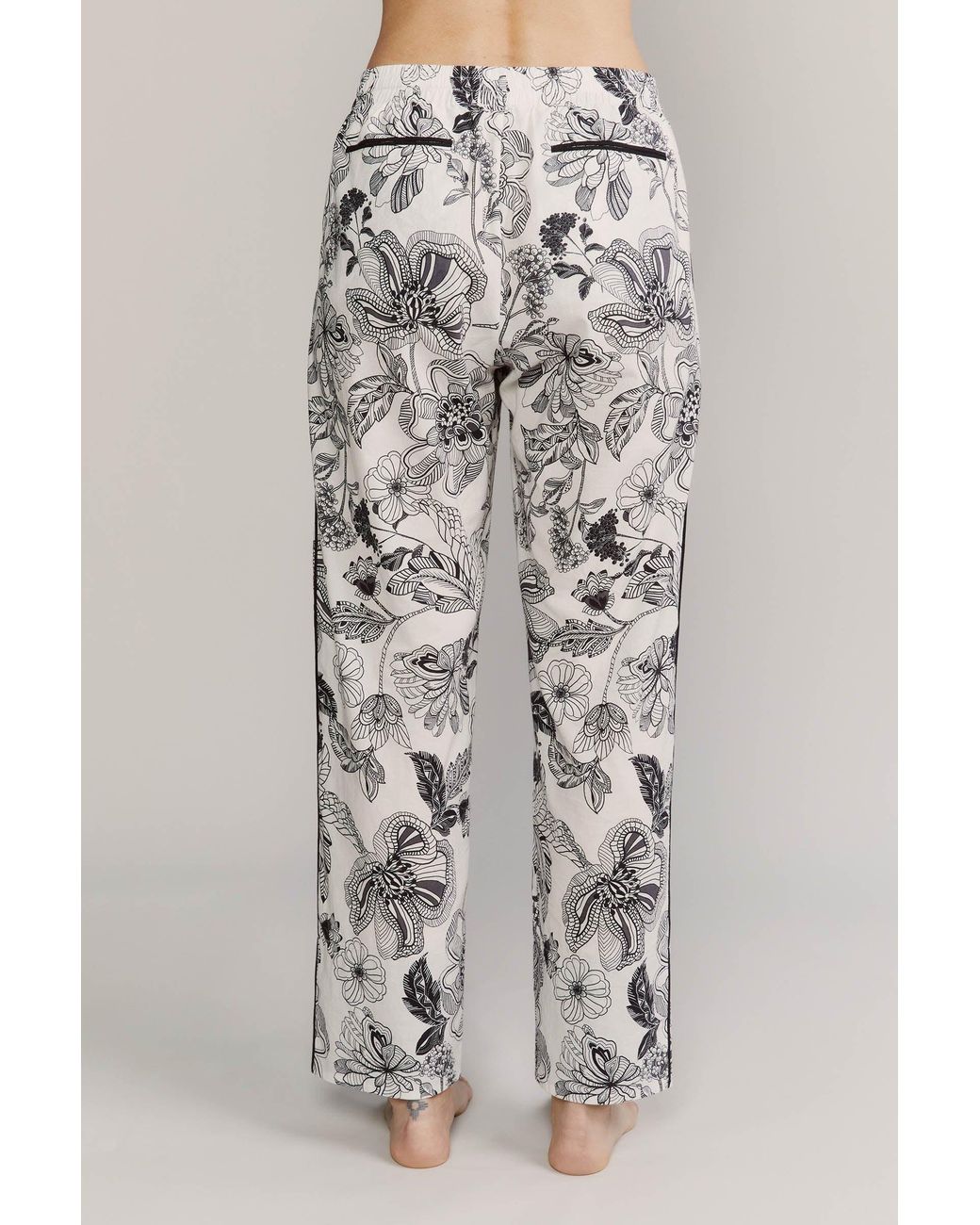 Kato White Broad Beach Noire Floral Cotton Pajamas