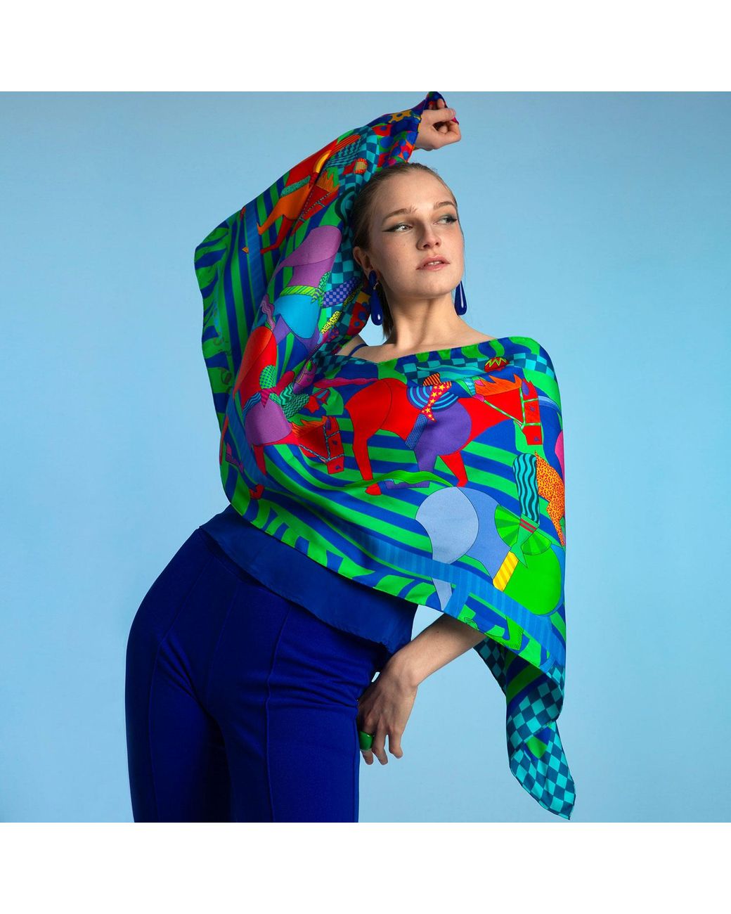 Beatrice von Tresckow Blue Cheltenham Chasers Silk Scarf