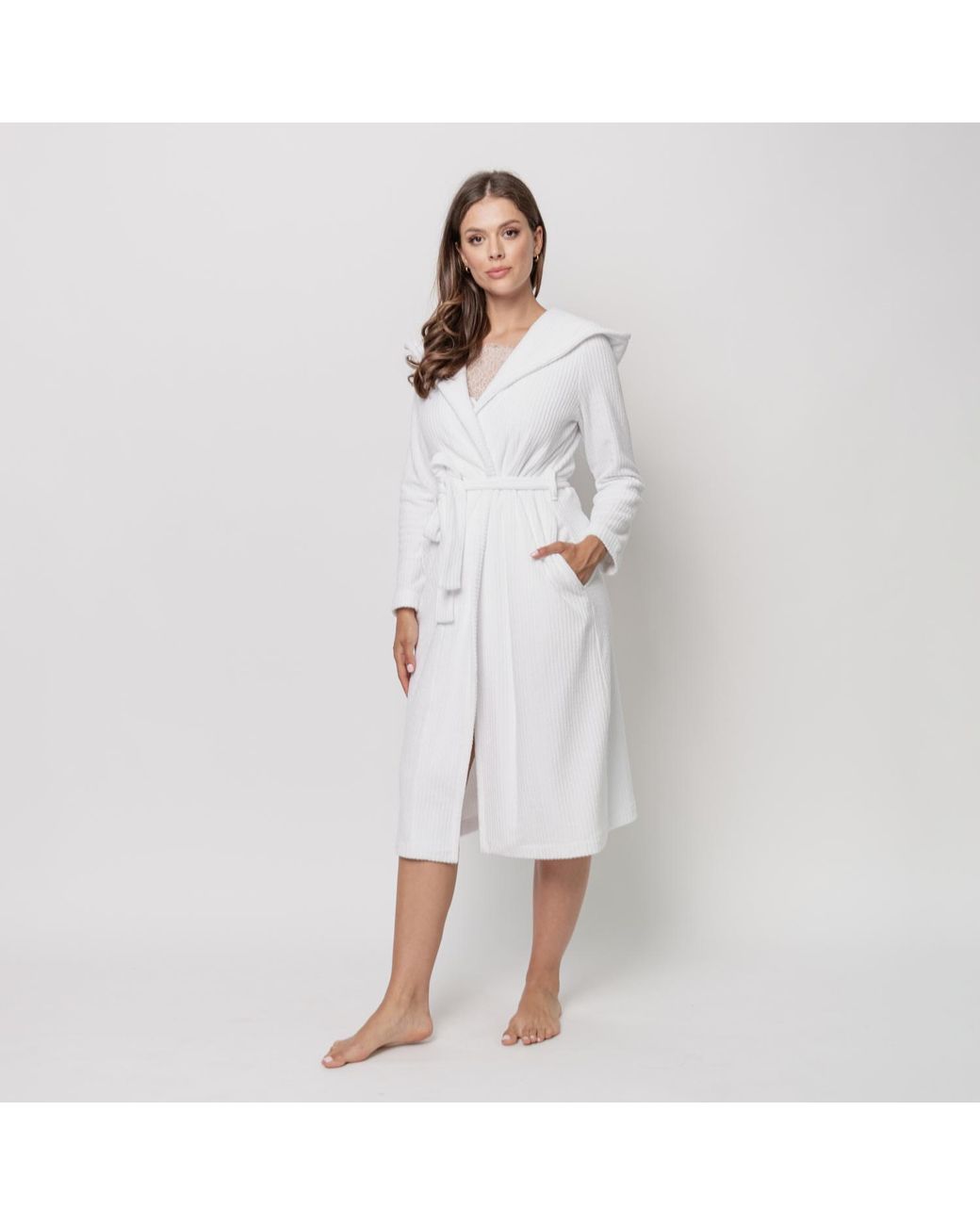Oh!Zuza White Soft Dressing Gown With Hood