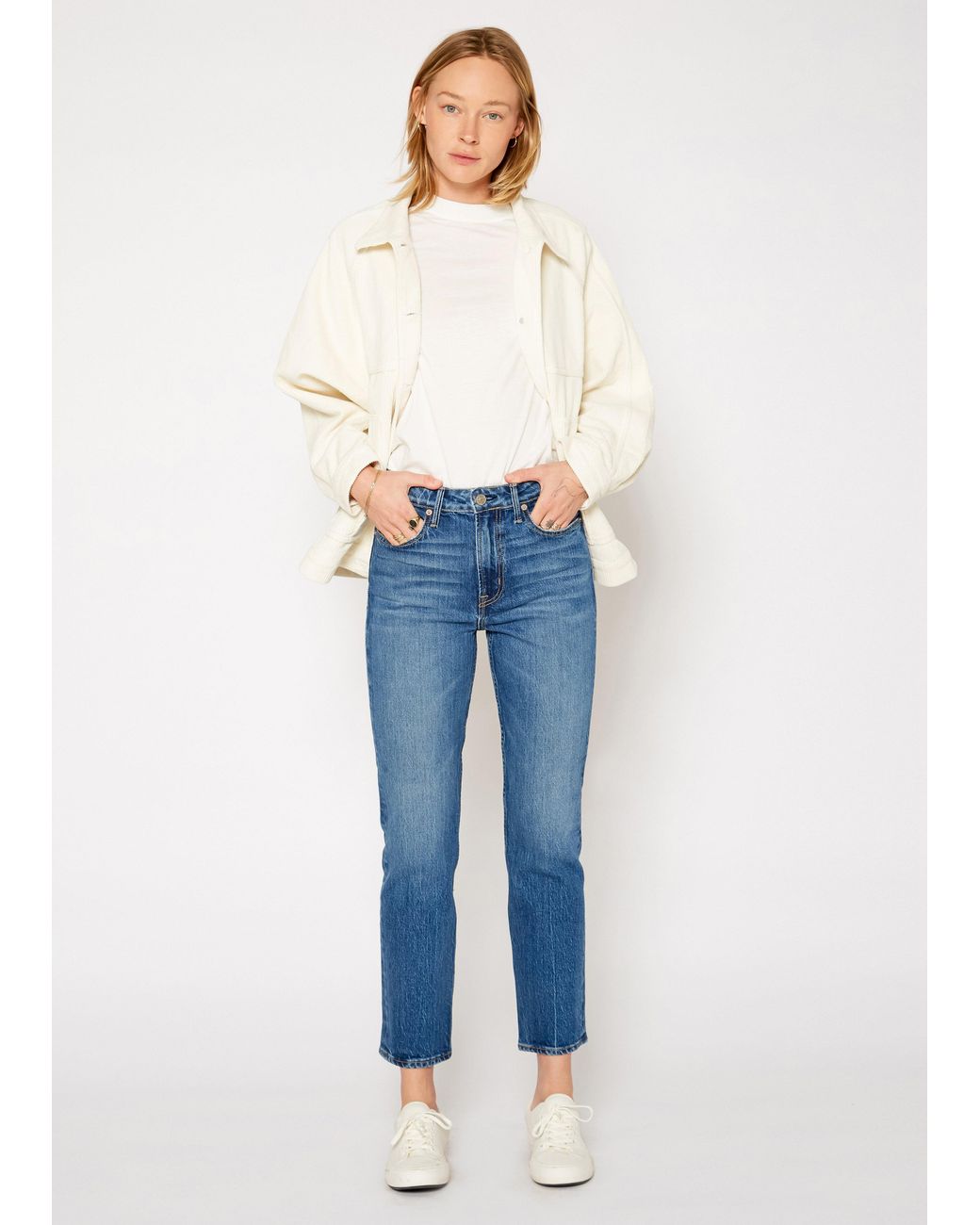 NOEND Blue Eve Slim Straight Crop Jeans
