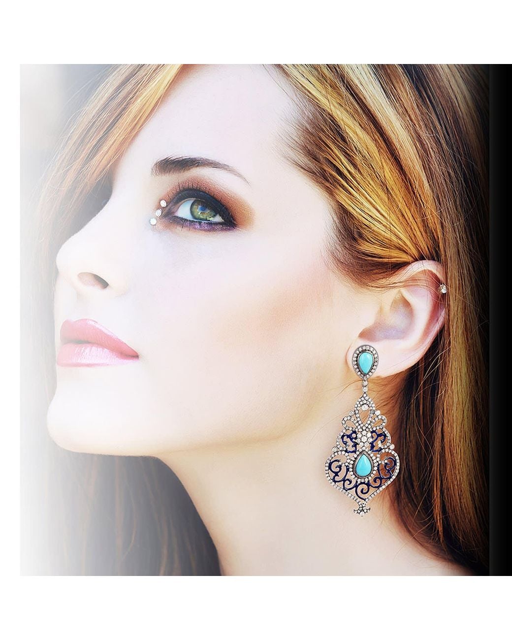 Artisan Blue 18K & Diamond & Enamel Statement Earrings
