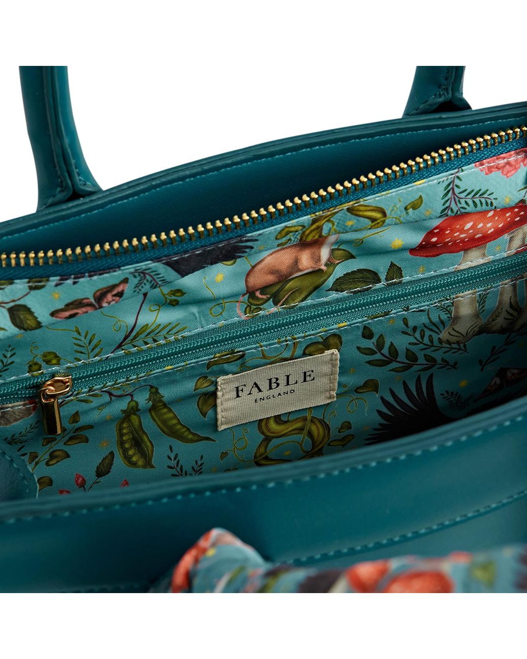 Fable England Blue Printed Vegan Leather Tote Bag