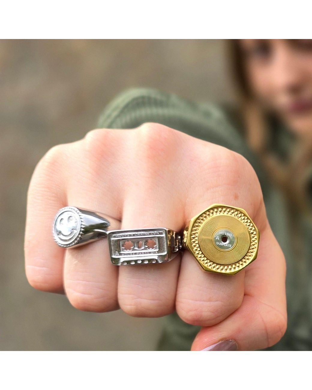 Hoops + Chains LDN Metallic Cassette Tape Ring