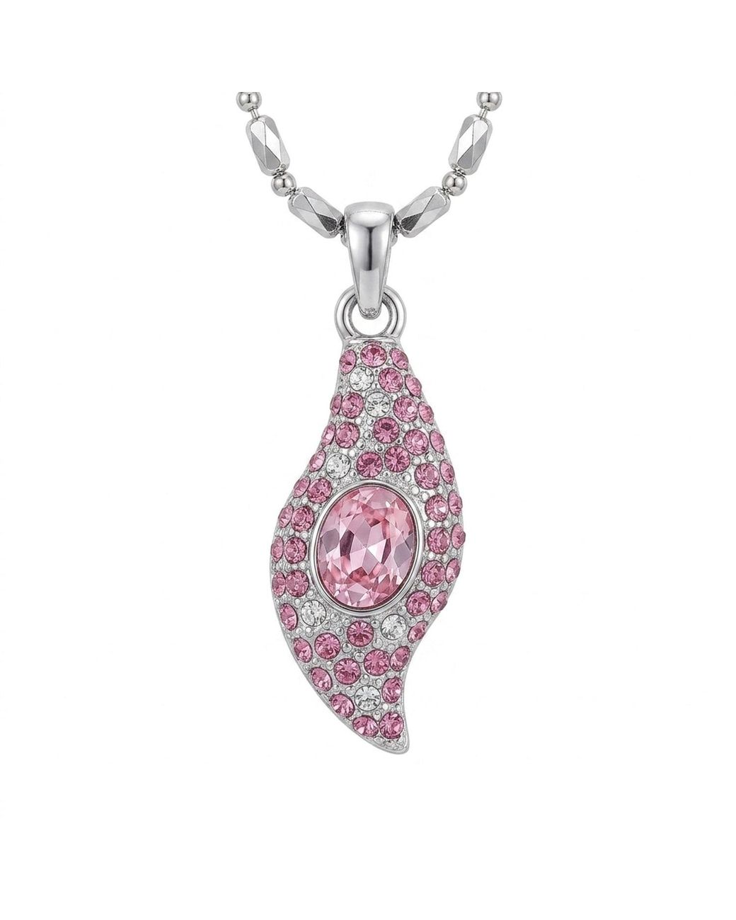 Modenaire Metallic Fuchsia Crystal Floral Pendant Necklace