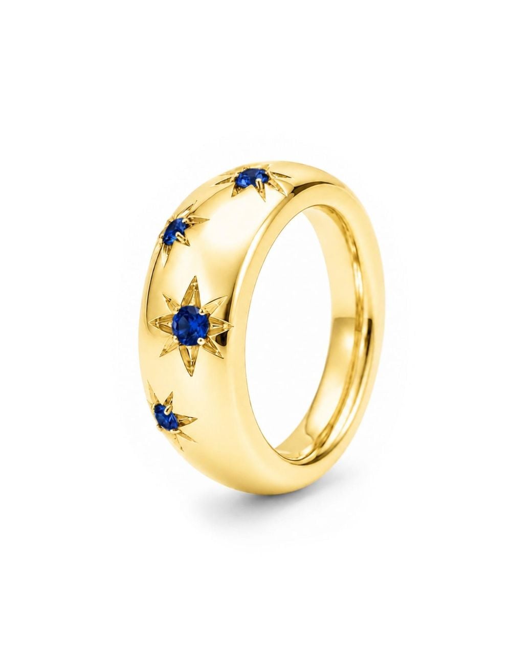 Unaloe Metallic Quartz Starburst Wide Band Ring – Plated Sterling