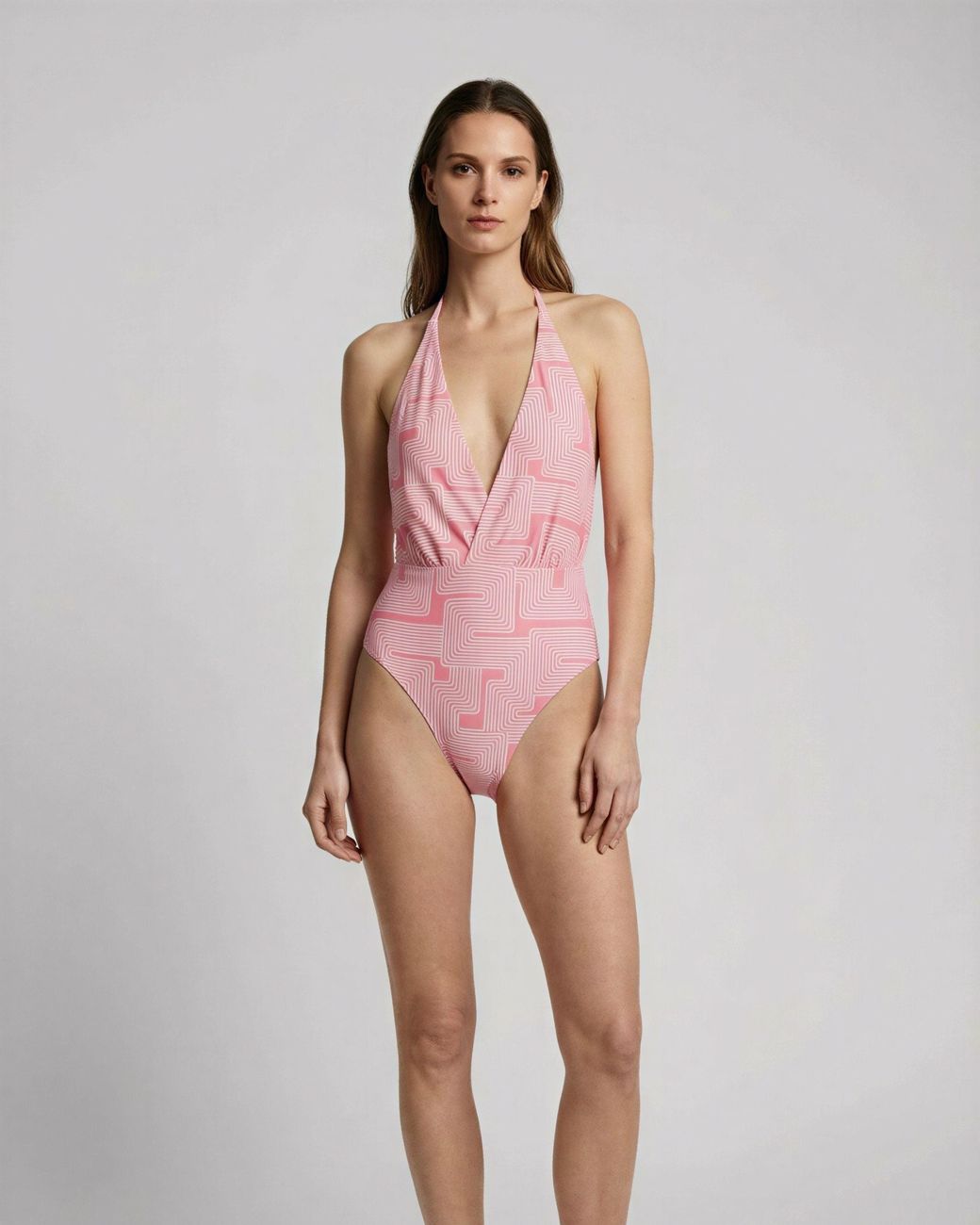 Lords of Harlech Pink Xena Inter Twine Coral Halter One-Piece Swimsuit