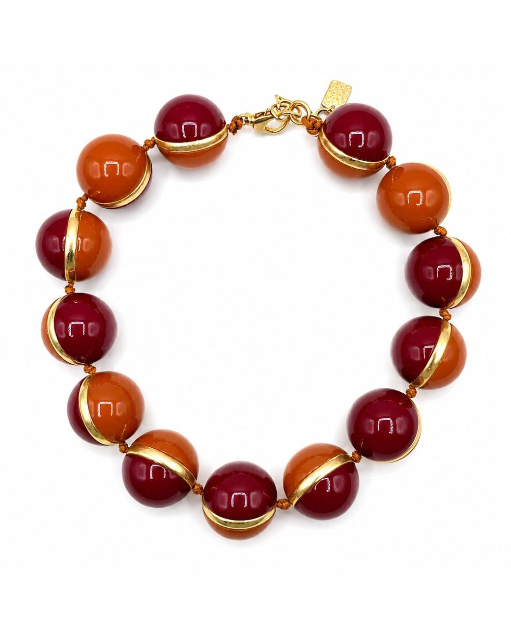 Michael Nash Jewelry Red Dina Tobacco And Burgundy Resin Two Tone Necklace