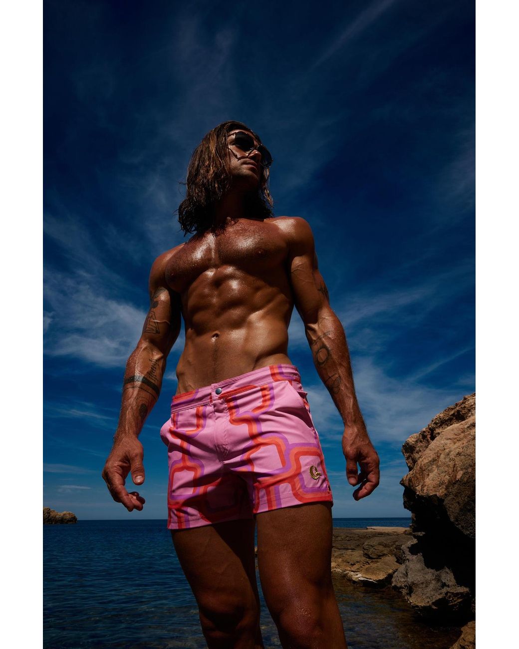 Julia Clancey Red Sunset Rooftop Board Short for men