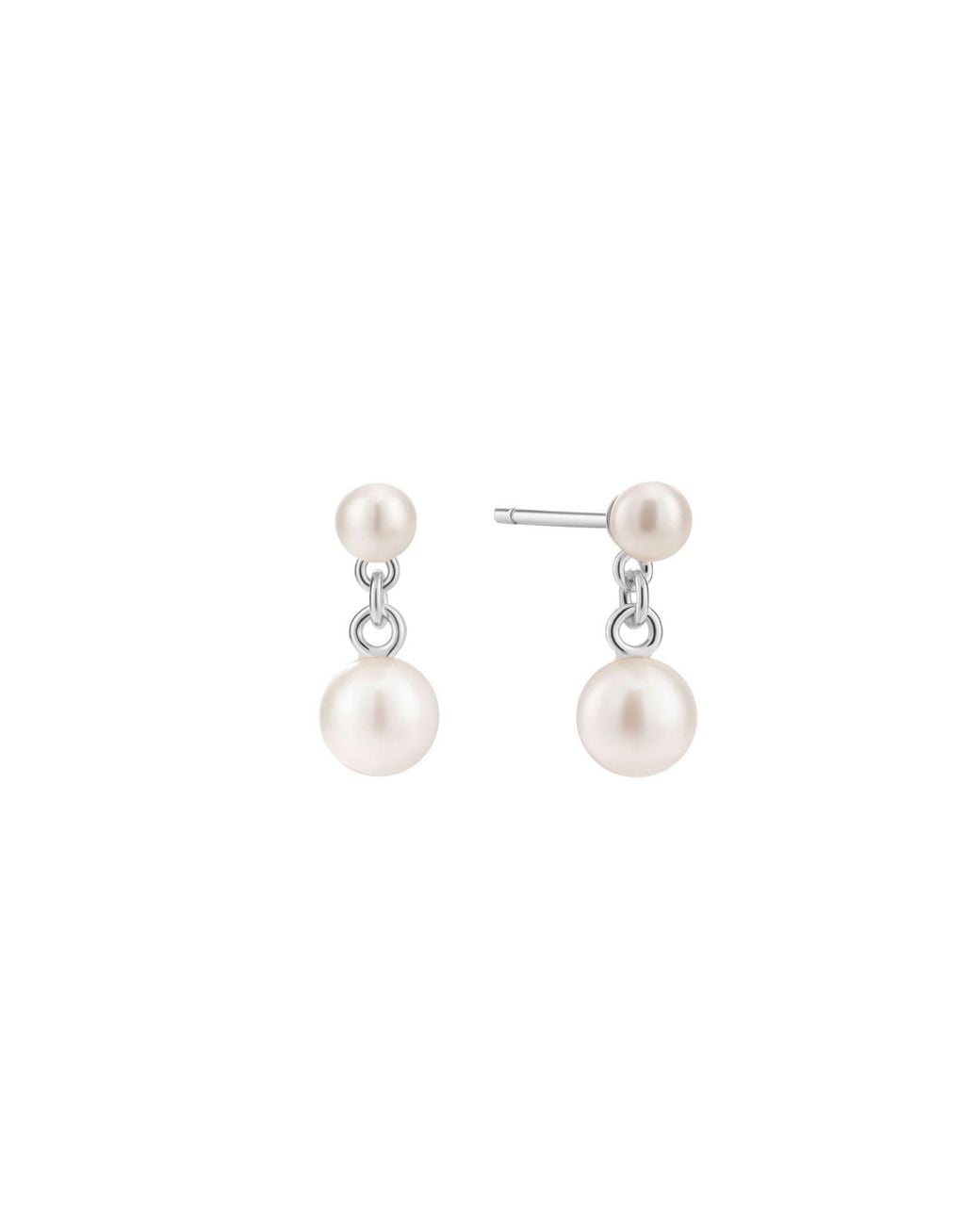 Vanhi Metallic Double Freshwater Pearl Drop Stud Earrings